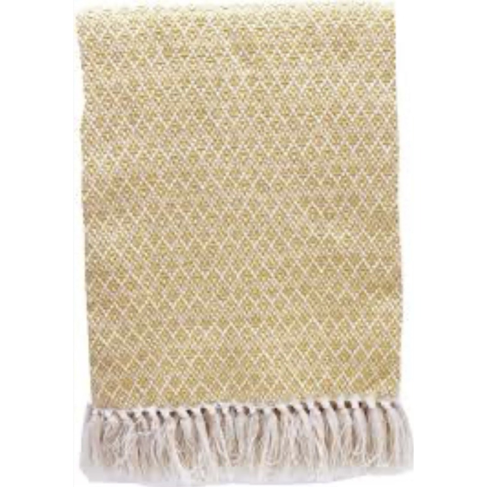WEST ELM 44x56 Throw BLANKET Herringbone Yellow Boho With Tassels Comfort